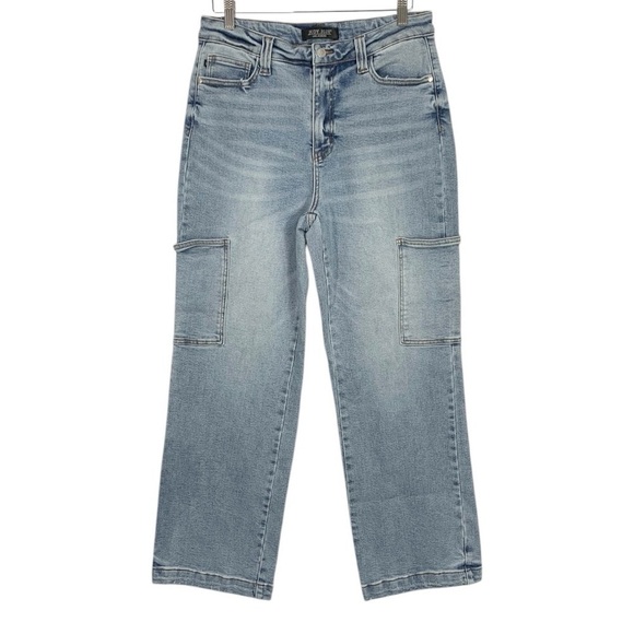 Judy Blue High RIse Stretch Denim Wide leg Cargo Jeans Size 31 - Picture 4 of 11
